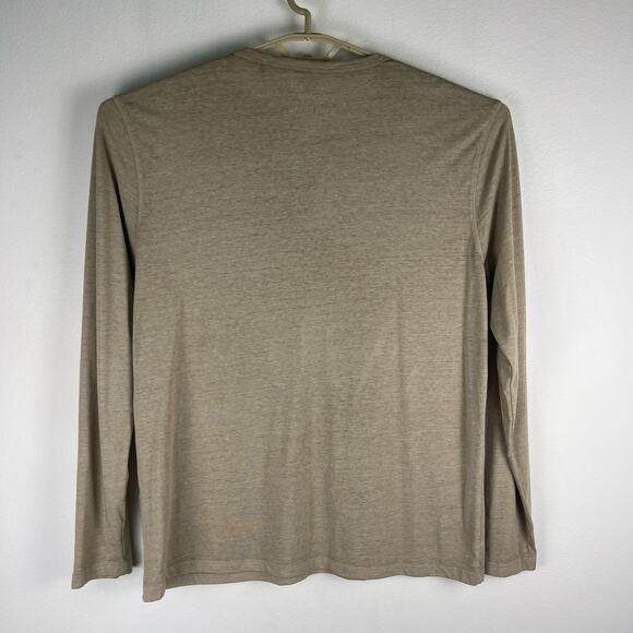 Lucky Brand Venice Burnout Cream Beige Tan Long Sleeve Henley T Shirt Men's XL - Picture 2 of 9